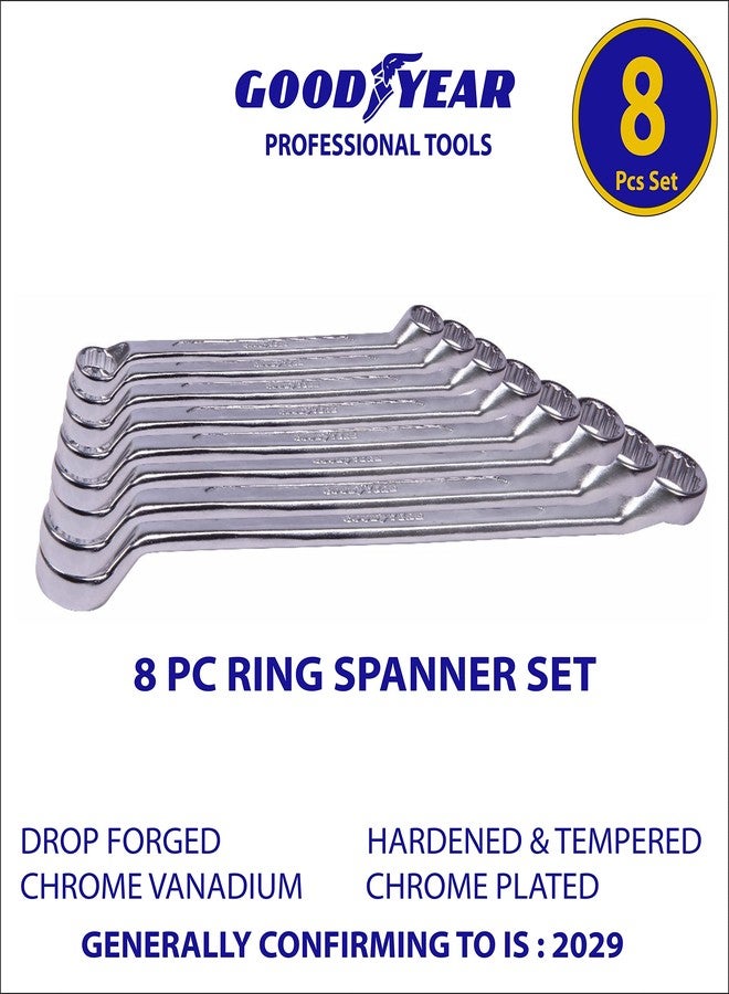 Goodyear Metal Ring Spanner Set (Silver, 8-pieces) (Gy-10141) - Image 3